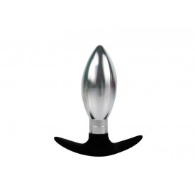 Каплевидная анальная втулка серебристо-черного цвета - 10,6 см.