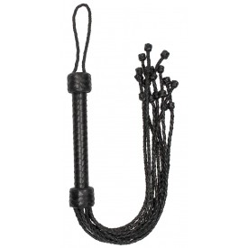 Черная многохвостая плетеная плеть Short Leather Braided Flogger - 69 см.